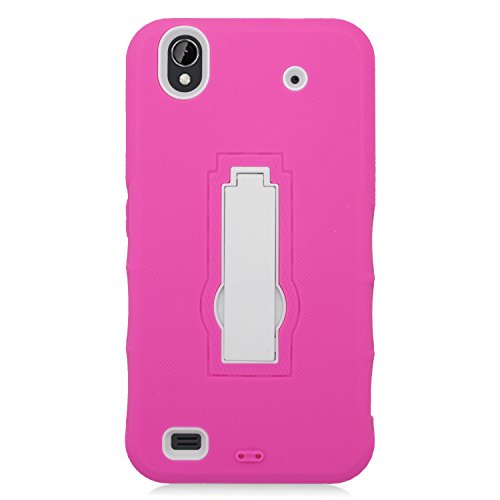 0840176183097 - EAGLE CELL HYBRID ARMOR PROTECTIVE CASE WITH STAND FOR ZTE QUARTZ Z797C - RETAIL PACKAGING - ZZ0 WHITE/HOT PINK