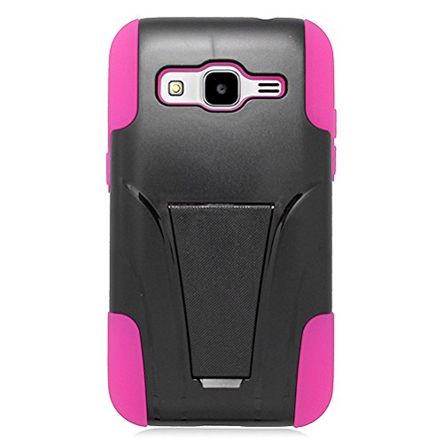 0840176184834 - EAGLE CELL HYBRID SKIN CASE COVER WITH Y STAND FOR SAMSUNG GALAXY CORE PRIME G360P - RETAIL PACKAGING - HOT PINK/BLACK