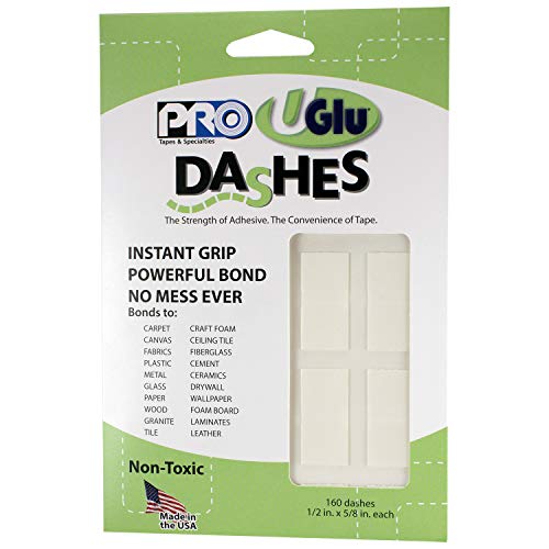 0840178023865 - PRO TAPES & SPECIALTIES 306UGLU600 UGLU DASH SHEETS, 1/2 IN. X 5/8 IN. DASHES / 160 DASHES PER PACK, CLEAR