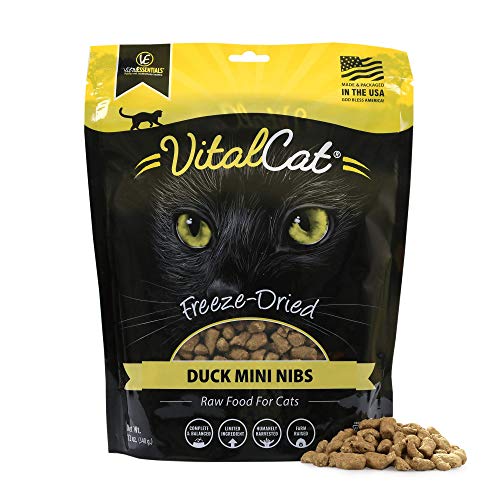 0840199639557 - VITAL CAT FREEZE-DRIED DUCK MINI NIBS CAT FOOD, 12 OZ