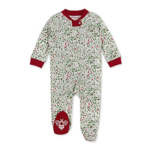 0840231604109 - BURTS BEES BABY BABY GIRLS SLEEP AND PLAY PJS, 100% ORGANIC COTTON ONE-PIECE PAJAMAS ZIP FRONT LOOSE FIT ROMPER JUMPSUIT, BOUGHS OF HOLLY, 9 MONTHS