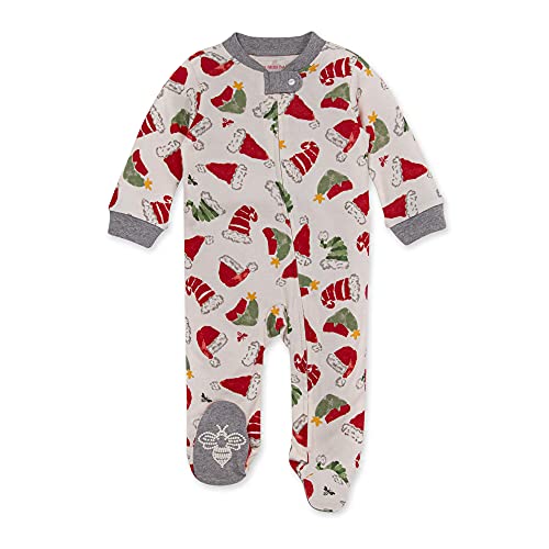0840231604123 - BURTS BEES BABY BABY GIRLS SLEEP AND PLAY PJS, 100% ORGANIC COTTON ONE-PIECE PAJAMAS ZIP FRONT LOOSE FIT ROMPER JUMPSUIT, FESTIVE TOPPERS, 3 MONTHS