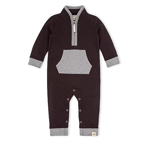 0840231610230 - BURTS BEES BABY BABY BOYS ROMPER JUMPSUIT, 100% ORGANIC COTTON ONE-PIECE SHORT SHORTALL, LONG SLEEVE COVERALL, ZINC FRENCH TERRY, 6 MONTHS