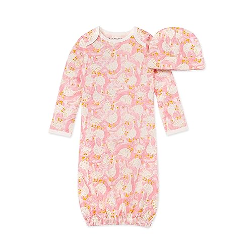 0840231632348 - BURTS BEES BABY BABY SLEEPER GOWN & HAT SET, ONE SIZE, 0-6 MONTHS, 100% ORGANIC COTTON, WADDLE WADDLE PINK