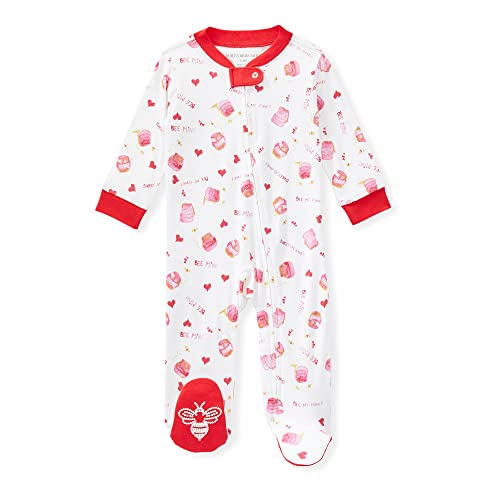 0840231636155 - BURTS BEES BABY BABY GIRLS SLEEP AND PLAY PAJAMAS, 100% ORGANIC COTTON ONE-PIECE ROMPER JUMPSUIT ZIP FRONT PJS, BEE MY HONEY, 6 MONTHS