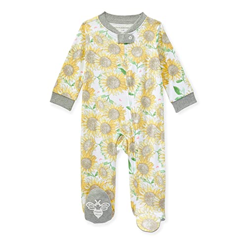 0840231639248 - BURTS BEES BABY BABY GIRLS SLEEP AND PLAY PAJAMAS, 100% ORGANIC COTTON ONE-PIECE ROMPER JUMPSUIT ZIP FRONT PJS, SUNFLOWER PATCH, 6 MONTHS
