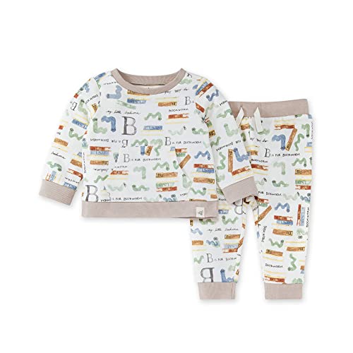 0840231655095 - BURTS BEES BABY BABY BOYS SHIRT AND PANT SET, TOP & BOTTOM OUTFIT BUNDLE, 100% ORGANIC COTTON, MY LITTLE BOOKWORM, 18 MONTHS