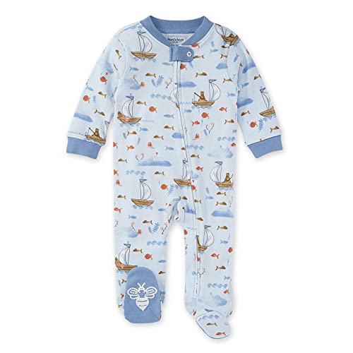 0840231672801 - BURTS BEES BABY BABY BOYS SLEEP AND PLAY PAJAMAS, 100% ORGANIC COTTON ONE-PIECE ROMPER JUMPSUIT ZIP FRONT PJS, HERE FISHY