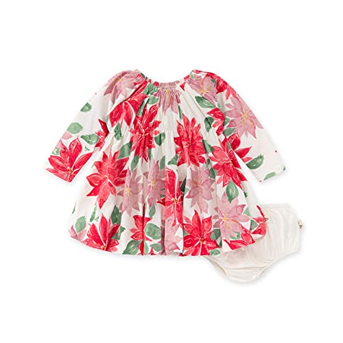 0840231679374 - BURTS BEES BABY BABY GIRLS DRESS, INFANT & TODDLER, SHORT & LONG-SLEEVE, 100% ORGANIC COTTON, BLOOMING POINSETTIA, 12 MONTHS