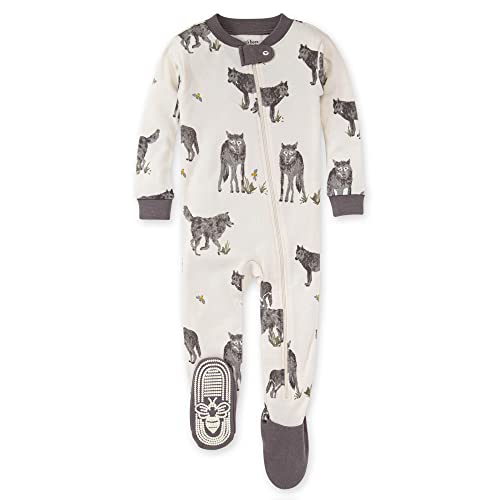 0840231696371 - BURTS BEES BABY BABY BOYS UNISEX PAJAMAS, ZIP-FRONT NON-SLIP FOOTED SLEEPER PJS, ORGANIC COTTON, HOWLING PACK, 12 MONTHS