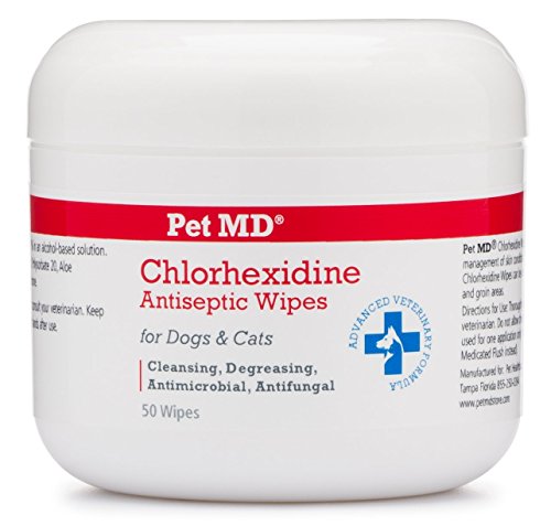0840235137603 - PET MD - CHLORHEXIDINE WIPES WITH KETOCONAZOLE AND ALOE FOR CATS AND DOGS - 50 COUNT