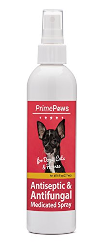 0840235142218 - PRIME PAWS CHLORHEXIDINE KETOCONAZOLE SPRAY ANTISEPTIC AND ANTIFUNGAL MEDICATED SPRAY FOR DOGS, CATS AND HORSES WITH ESSENTIAL FATTY ACIDS, ALOE AND VITAMIN E - 8 OZ