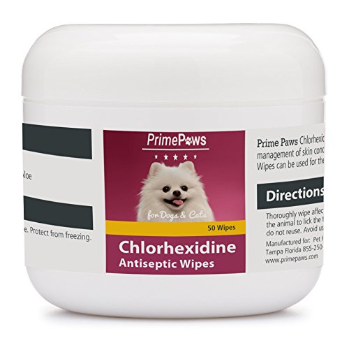 0840235142256 - PRIME PAWS CHLORHEXIDINE WIPES WITH KETOCONAZOLE AND ALOE FOR CATS AND DOGS - 50 COUNT