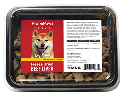 0840235199632 - PRIME PAWS FREEZE DRIED RAW BEEF LIVER DOG TREATS – 100% PURE BEEF LIVER TREATS FOR SNACKING OR TRAINING. 10 OZ. PACK