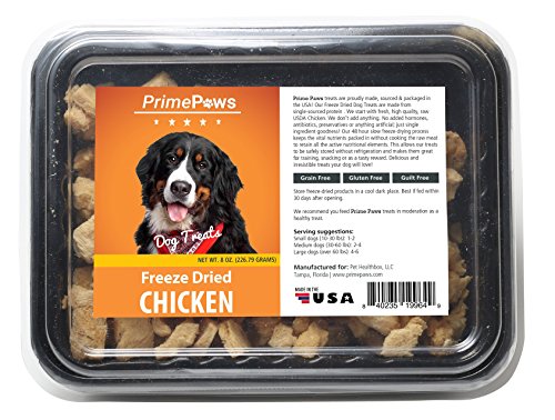 0840235199649 - PRIME PAWS FREEZE DRIED RAW CHICKEN DOG TREATS – 100% PURE CHICKEN TREATS FOR SNACKING OR TRAINING. 8 OZ. PACK