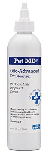 0840235199878 - PET MD - OTIC ADVANCED CAT & DOG EAR CLEANER - EFFECTIVE AGAINST OTITIS EXTERNA, EAR INFECTIONS CAUSED BY MITES, YEAST, ITCHING & ODOR - APPLE KIWI SCENT - 8OZ