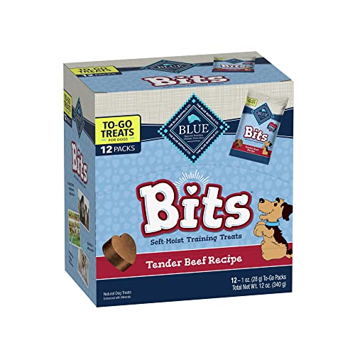 0840243145430 - BLUE BUFFALO BLUE BITS NATURAL SOFT-MOIST TRAINING DOG TREATS TO-GO, BEEF RECIPE 1-OZ BAGS (PACK OF 12)