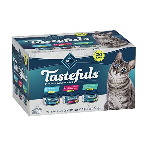 0840243145706 - BLUE BUFFALO TASTEFULS NATURAL FLAKED WET CAT FOOD VARIETY PACK, TUNA, CHICKEN AND FISH & SHRIMP ENTRÉES IN GRAVY 5.5-OZ CANS (24 COUNT - 8 OF EACH)