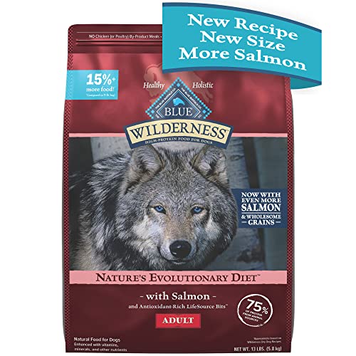 0840243148332 - BLUE BUFFALO WILDERNESS HIGH PROTEIN NATURAL ADULT DRY DOG FOOD PLUS WHOLESOME GRAINS, SALMON 13 LB BAG