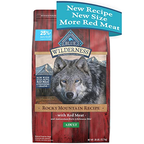 0840243148714 - BLUE BUFFALO WILDERNESS ROCKY MOUNTAIN RECIPE HIGH PROTEIN NATURAL ADULT DRY DOG FOOD, RED MEAT WITH GRAIN 28 LB BAG