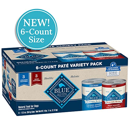 0840243149759 - BLUE BUFFALO HOMESTYLE RECIPE CHICKEN & BEEF PATE WET DOG FOOD VARIETY PACK FOR ADULT DOGS, WHOLE GRAIN, 12.5 OZ. CANS (6 PACK)