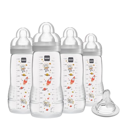 0840247690578 - MAM EASY ACTIVE BABY BOTTLE WITH BONUS NIPPLE, FAST FLOW SKINSOFT SILICONE NIPPLE WITH WIDE NECK ERGONOMIC DESIGN, EASY TO HOLD, BPA-FREE BOTTLES WITH LEAK-PROOF CAPS FOR 4 PLUS MONTHS BABY, UNISEX