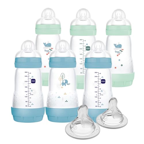 0840247690646 - MAM EASY START ANTI-COLIC BABY BOTTLE, MEDIUM FLOW, BREASTFEEDING-LIKE SILICONE NIPPLE BOTTLE, REDUCES COLIC, GAS, & REFLUX, EASY-TO-CLEAN, BPA-FREE, VENTED BABY BOTTLES FOR NEWBORNS, 2 PLUS MONTHS