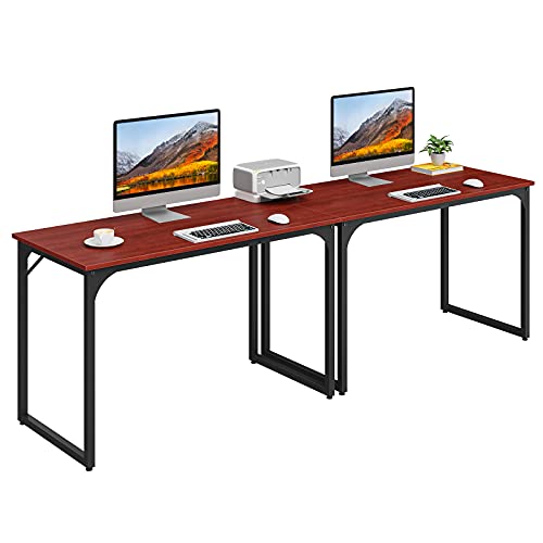 0840265219713 - YITAHOME DOUBLE COMPUTER DESK, 94.4 INCHES WORKSTATION MODERN CLASSIC HOME OFFICE DESK FOR TWO PEOPLE, STURDY STUDY WRITING TABLE, CHERRY