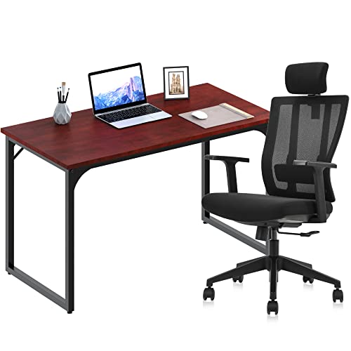 0840265249086 - YITAHOME HOME OFFICE DESK AND CHAIR SET ADULT, ERGONOMIC OFFICE CHAIR AND 47 MODERN STURDY COMPUTER TABLE, ADJUSTABLE 360° SWIVEL CHAIR, CHERRY & BLACK