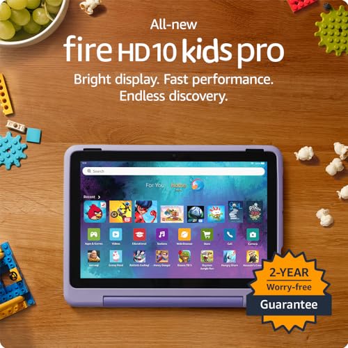 0840268970741 - ALL-NEW AMAZON FIRE HD 10 KIDS PRO TABLET - AGES 6-12 | 10.1 BRILLIANT SCREEN, PARENTAL CONTROLS, SLIM CASE | 2023 RELEASE, 32 GB, HAPPY DAY