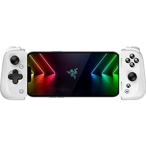 0840272909775 - RAZER KISHI V2 MOBILE GAMING CONTROLLER XBOX EDITION FOR IPHONE: CONSOLE QUALITY CONTROLS - UNIVERSAL FIT - STREAM PC & XBOX GAMES - LOW LATENCY - FREE NEXUS APP - 1 MONTH XBOX GAME PASS INCL. - WHITE