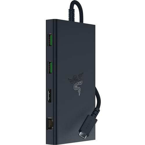 0840272912669 - RAZER USB C DOCK 11-PORT TRAVEL CHARGING STATION FOR WINDOWS MAC LAPTOP IPAD SURFACE CHROMEBOOK GALAXY TAB: TYPE C, HDMI, ETHERNET, MICROSD - 4K 60 HZ DISPLAY - 85 W TABLETS + MOBILE FAST CHARGE