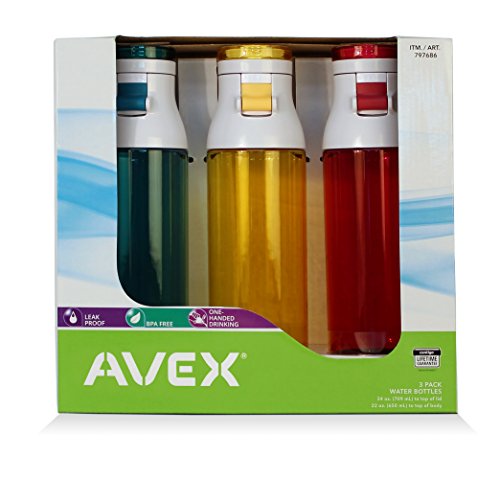 0840276105999 - AVEX 3 PACK JACKSON WATER BOTTLE 24 OZ TANGERINE/RADIANT ORCHID/GREYED MADE BY CONTIGO