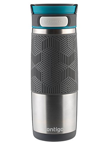 0840276123030 - CONTIGO AUTOSEAL TRANSIT STAINLESS STEEL TRAVEL MUG, 16 OZ, STAINLESS STEEL WITH BLUE ACCENT LID