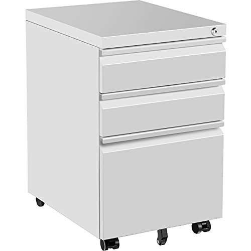 0840281526345 - VEVOR 3 DRAWER LATERAL METAL STORAGE CABINET W/ 5 WHEELS FOR A4/LETTER/LEGAL FILE IN SCHOOL, OFFICE, HOSPITAL, WHITE