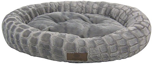0840294104028 - AMERICAN KENNEL CLUB ULTRA PLUSH TEXTURE FUR OVAL PET BED, GRAY