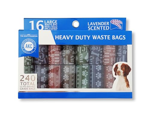 0840294150582 - AKC DOG POOP BAGS - LEAK PROOF PET WASTE BAGS - 16 REFILL ROLLS - LAVENDER SCENT - 240 COUNT (ASSORTED)