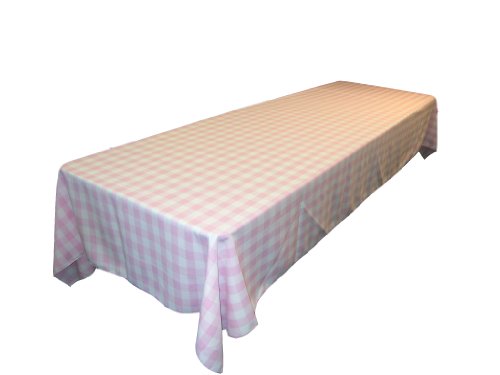 0840310101147 - LA LINEN CHECKERED TABLECLOTH, 60 BY 120-INCH, PINK