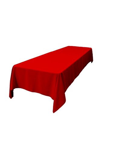 0840310101802 - LA LINEN POLYESTER POPLIN RECTANGULAR TABLECLOTH, 60 BY 120-INCH, RED