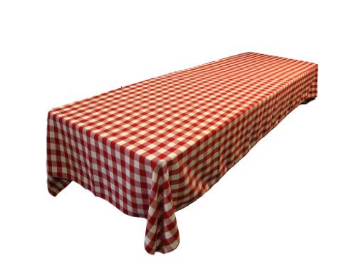 0840310119838 - LA LINEN CHECKERED TABLECLOTH, 60 BY 102-INCH, RED