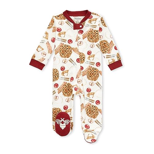 0840316858540 - BURTS BEES BABY BABY BOYS SLEEP AND PLAY PAJAMAS, 100% ORGANIC COTTON ONE-PIECE ROMPER JUMPSUIT ZIP FRONT PJS, APPLE OF MY PIE