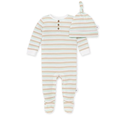 0840316875875 - BURTS BEES BABY BABY BOYS ROMPER JUMPSUIT, 100% ORGANIC COTTON ONE-PIECE COVERALL, COASTAL STRIPE