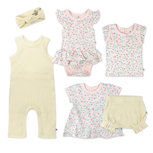 0840321200235 - HONESTBABY BABY GIRLS 6-PIECE BETTER CLOTHING BUNDLE, STRAWBERRY PATCH, PREEMIE US