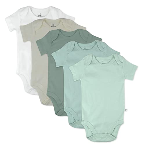 0840321200747 - HONESTBABY BABY ORGANIC COTTON SHORT SLEEVE BODYSUITS MULTI PACK, 5-PACK SAGE OMBRE, 24 MONTHS