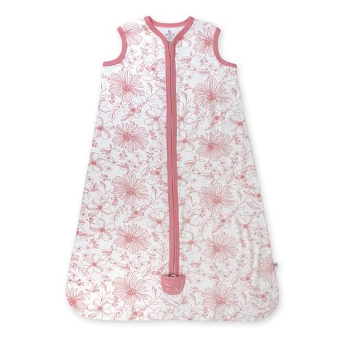 0840321221308 - HONESTBABY WEARABLE BLANKETS SLEEPING BAGS SWADDLE TRANSITION 100% ORGANIC COTTON FOR INFANT BABY BOYS, GIRLS, UNISEX, SKETCHY FLORAL PINK, SMALL