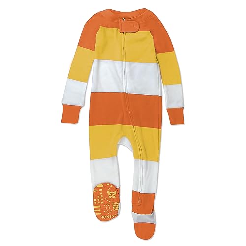 0840321233653 - HONESTBABY BABY ORGANIC COTTON SNUG-FIT FOOTED PAJAMAS, CANDY CORN