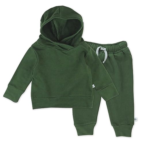 0840321235855 - HONESTBABY 2-PIECE LIGHT WEIGHT HOODIE & SWEATPANT SET, MOSSY LEDGE, 6-9 MONTHS