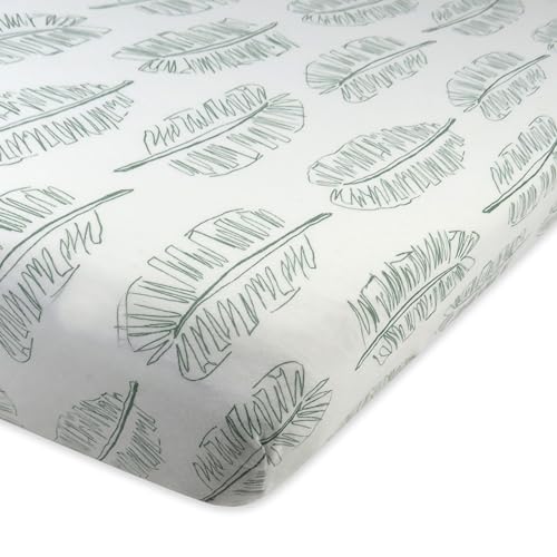 0840321237507 - HONESTBABY ORGANIC COTTON FITTED CRIB SHEET, JUMBO LEAF SAGE, ONE SIZE