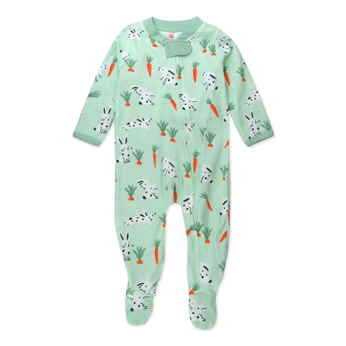 0840321239143 - HONESTBABY SLEEP AND PLAY FOOTED PAJAMAS ONE-PIECE SLEEPER JUMPSUIT ZIP-FRONT PJS 100% ORGANIC COTTON FOR BABY GIRLS, DALMATIAN BUNNY, 0-3 MONTHS