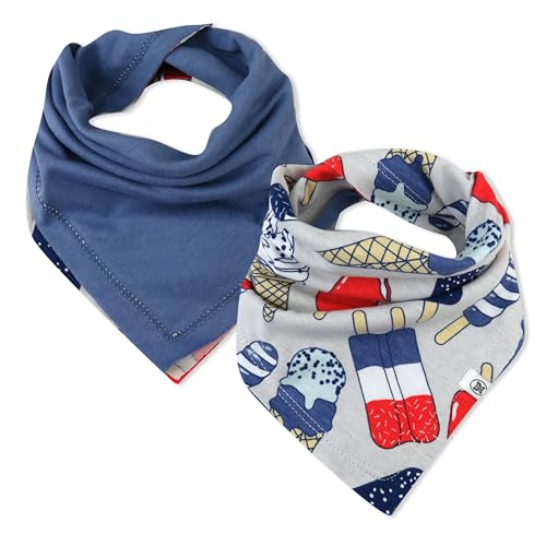 0840321260314 - HONESTBABY MULTIPACK REVERSIBLE BANDANA DROOL BIBS BURPCLOTHS ADJUSTABLE SNAPS FOR INFANT BABY BOYS & GIRLS 100% ORGANIC COTTON, 2-PACK ICE CREAM INDEPENDENCE, ONE SIZE